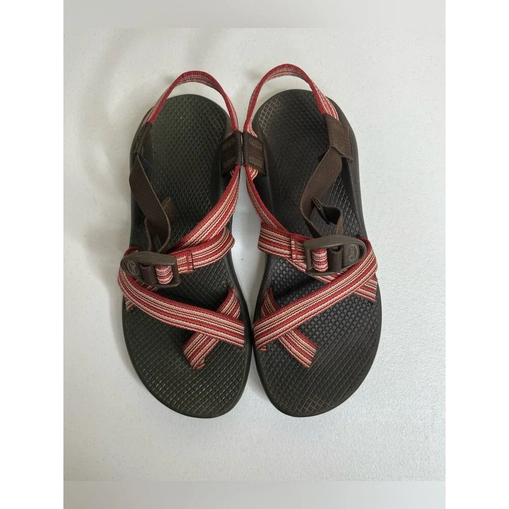 Chaco Z/2 Classic Sport Sandals Womens 9 Red Stripe Toe Loop Outdoor Hiking Shoe